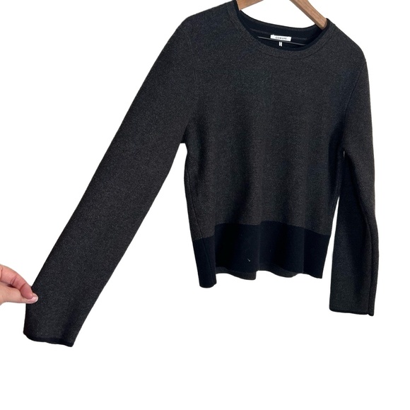 COMUNE Womens Knit Crewneck Top Large Gray Black Cozy Two-Tone Minimalist Scandi - Picture 7 of 7